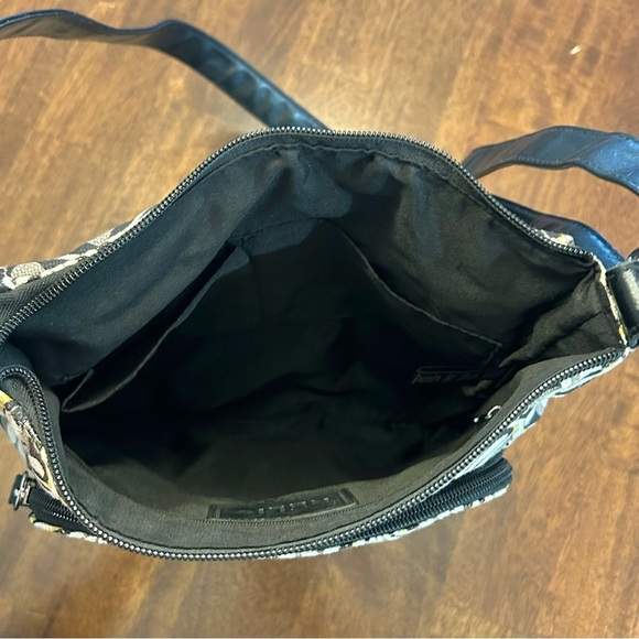 New Relic Geometric Print Canvas Faux Leather Crossbody Purse Shoulder Bag - Picture 7 of 15